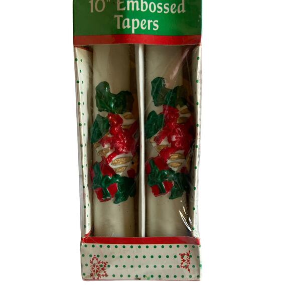 Vintage Robert Alan Candle Company Holiday 10" Embossed Tapers - Picture 2 of 4